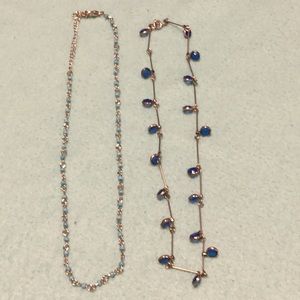 TWO BLUE AND SILVER NECKLACES  🌻